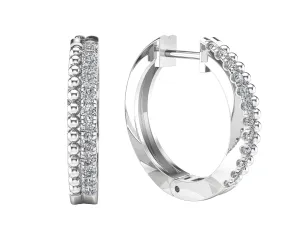 0.35Ct Diamond Beaded Huggie Hoop Earring in 14K Gold