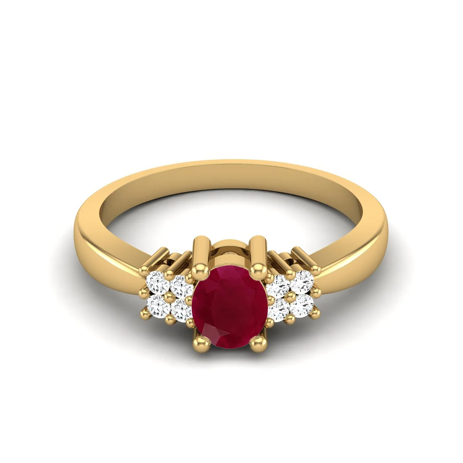 0.41 Ctw Oval Ruby 925 Sterling Silver Three Stone Women Ring