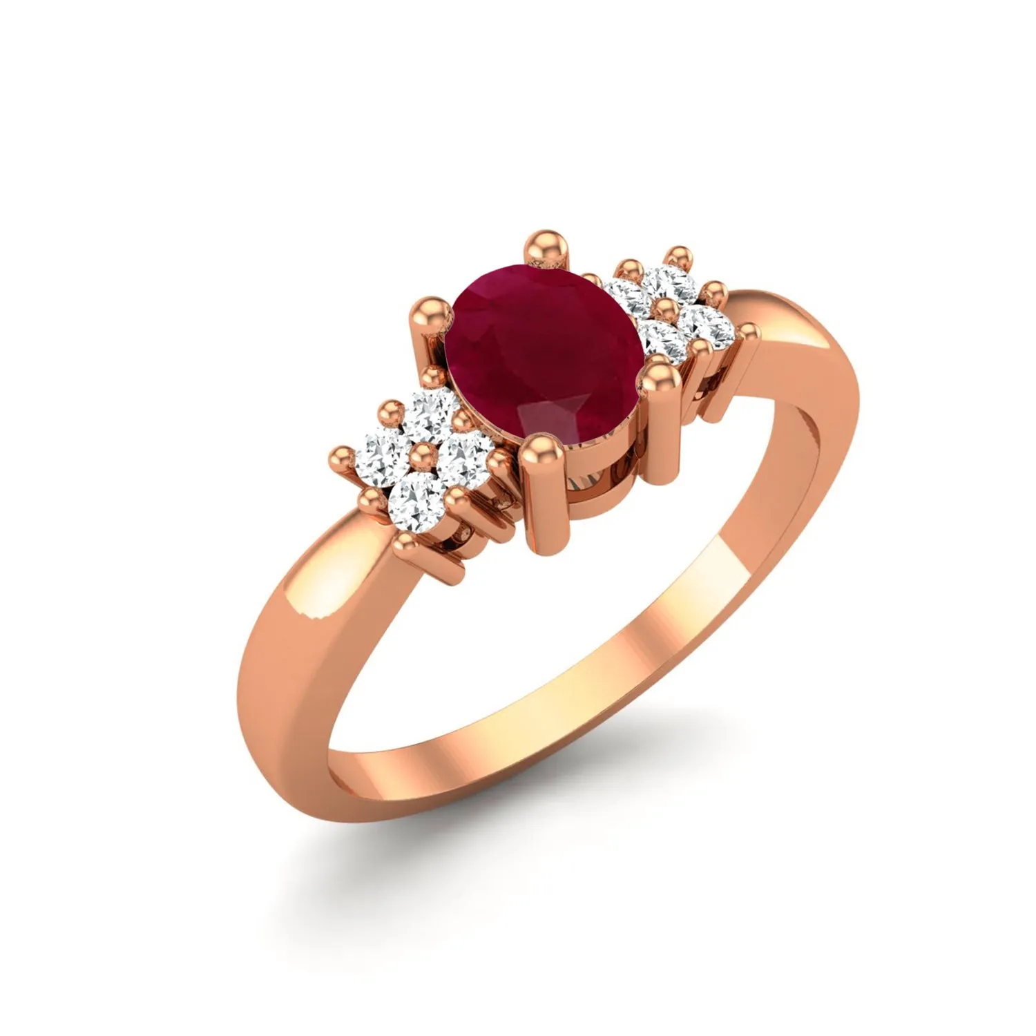 0.41 Ctw Oval Ruby 925 Sterling Silver Three Stone Women Ring
