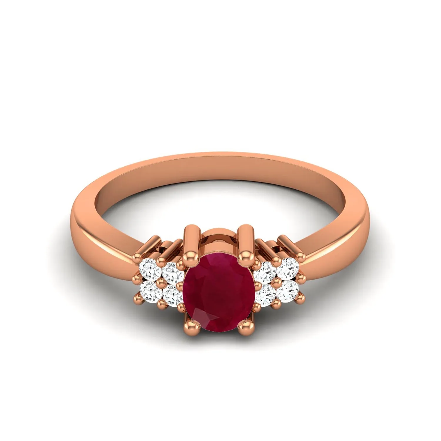 0.41 Ctw Oval Ruby 925 Sterling Silver Three Stone Women Ring