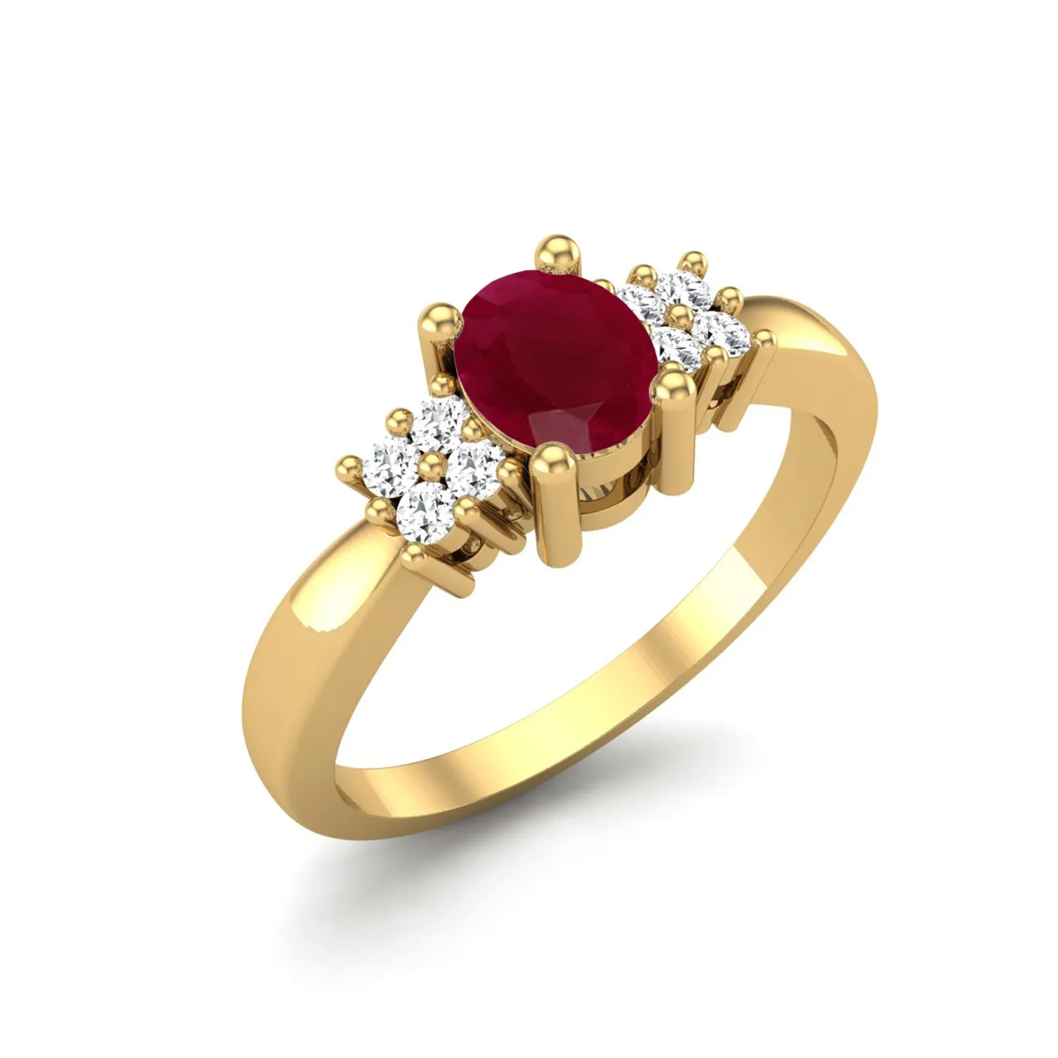 0.41 Ctw Oval Ruby 925 Sterling Silver Three Stone Women Ring