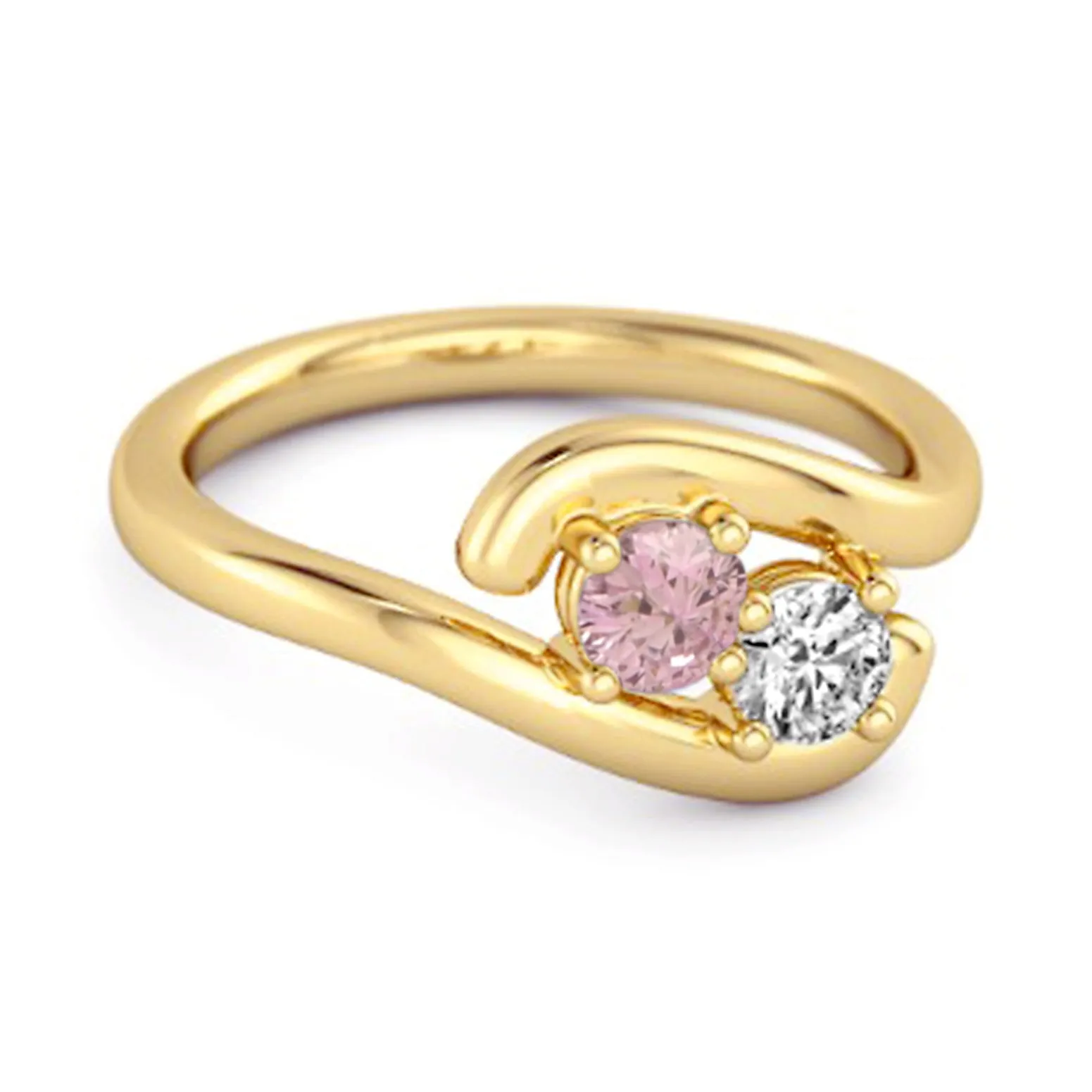 0.5 Ct Pink Zirconia 925 Sterling Silver Two Stone Swirl Engagement Ring