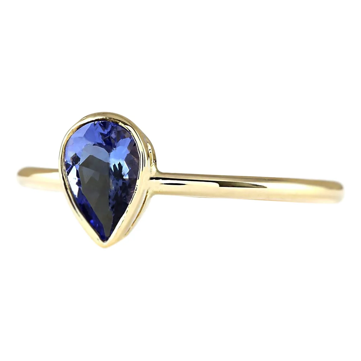 0.50 Carat Natural Tanzanite 14K Yellow Gold Ring