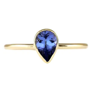 0.50 Carat Natural Tanzanite 14K Yellow Gold Ring