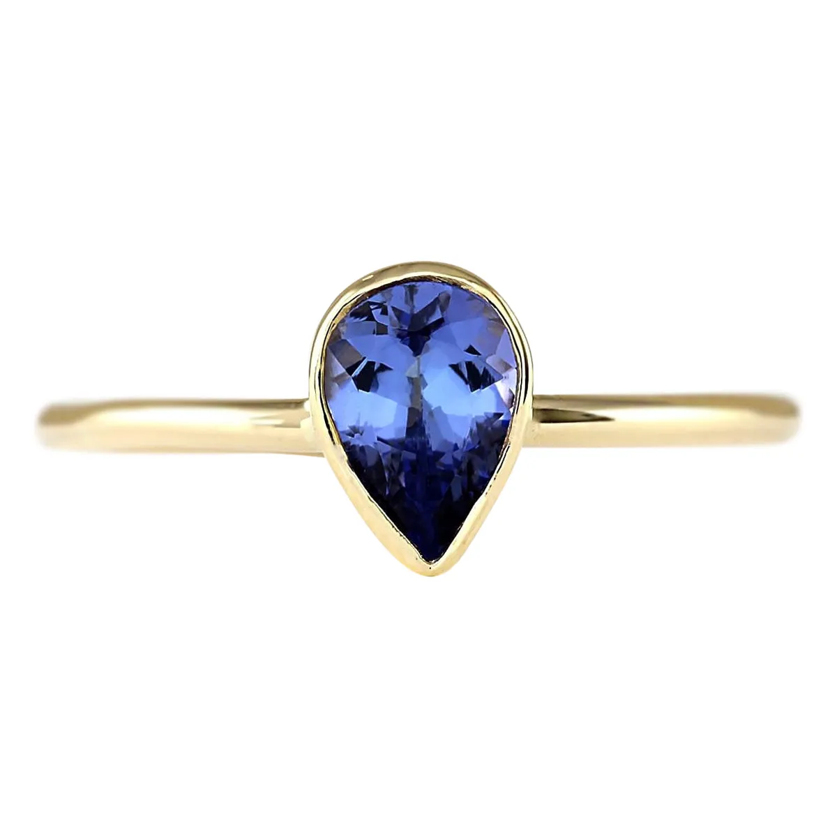 0.50 Carat Natural Tanzanite 14K Yellow Gold Ring