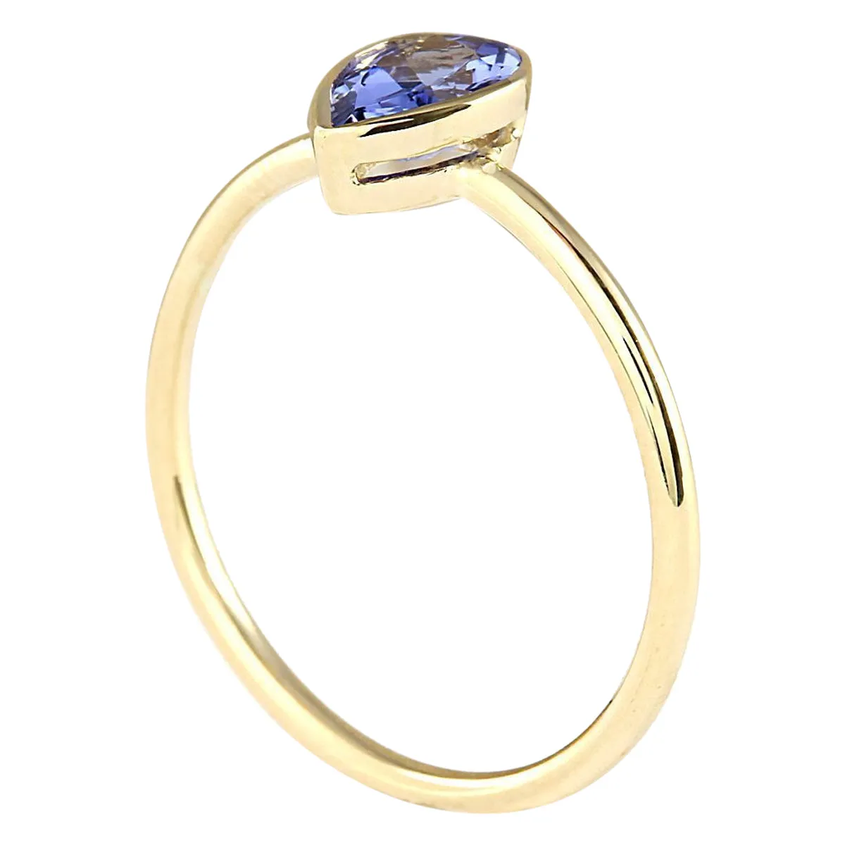 0.50 Carat Natural Tanzanite 14K Yellow Gold Ring