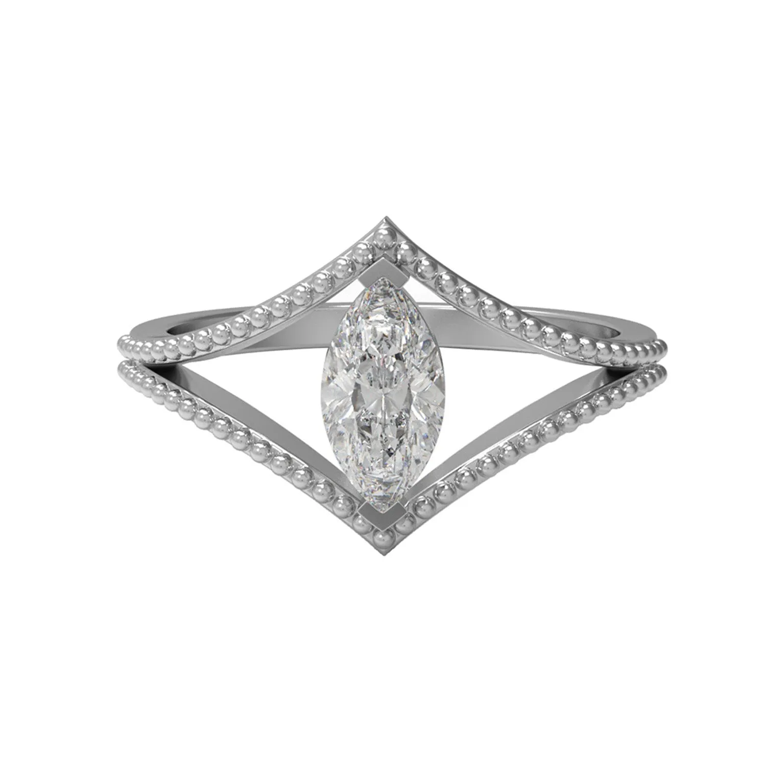0.50 Ctw Marquise Moissanite Diamond 925 Sterling Silver Ring