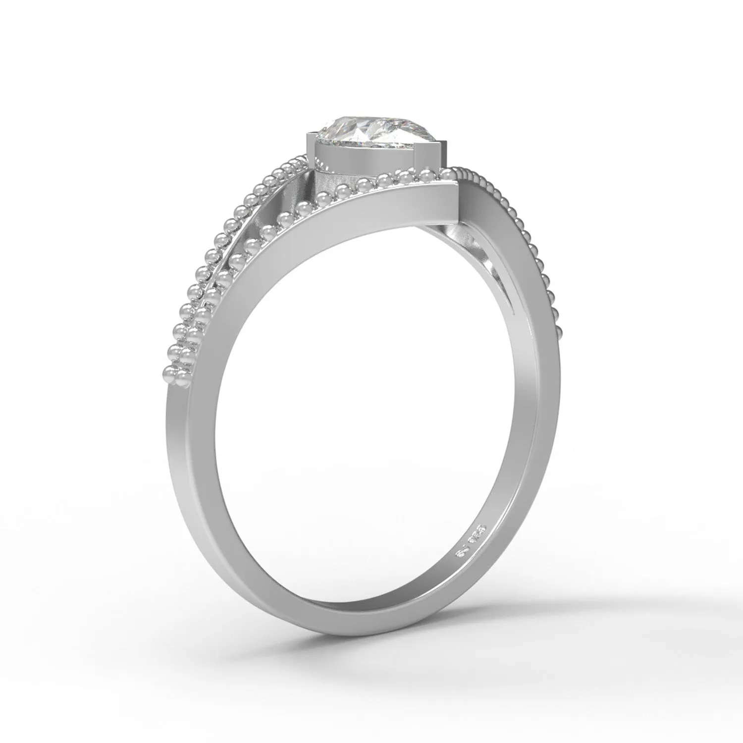 0.50 Ctw Marquise Moissanite Diamond 925 Sterling Silver Ring