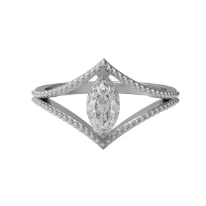 0.50 Ctw Marquise Moissanite Diamond 925 Sterling Silver Ring