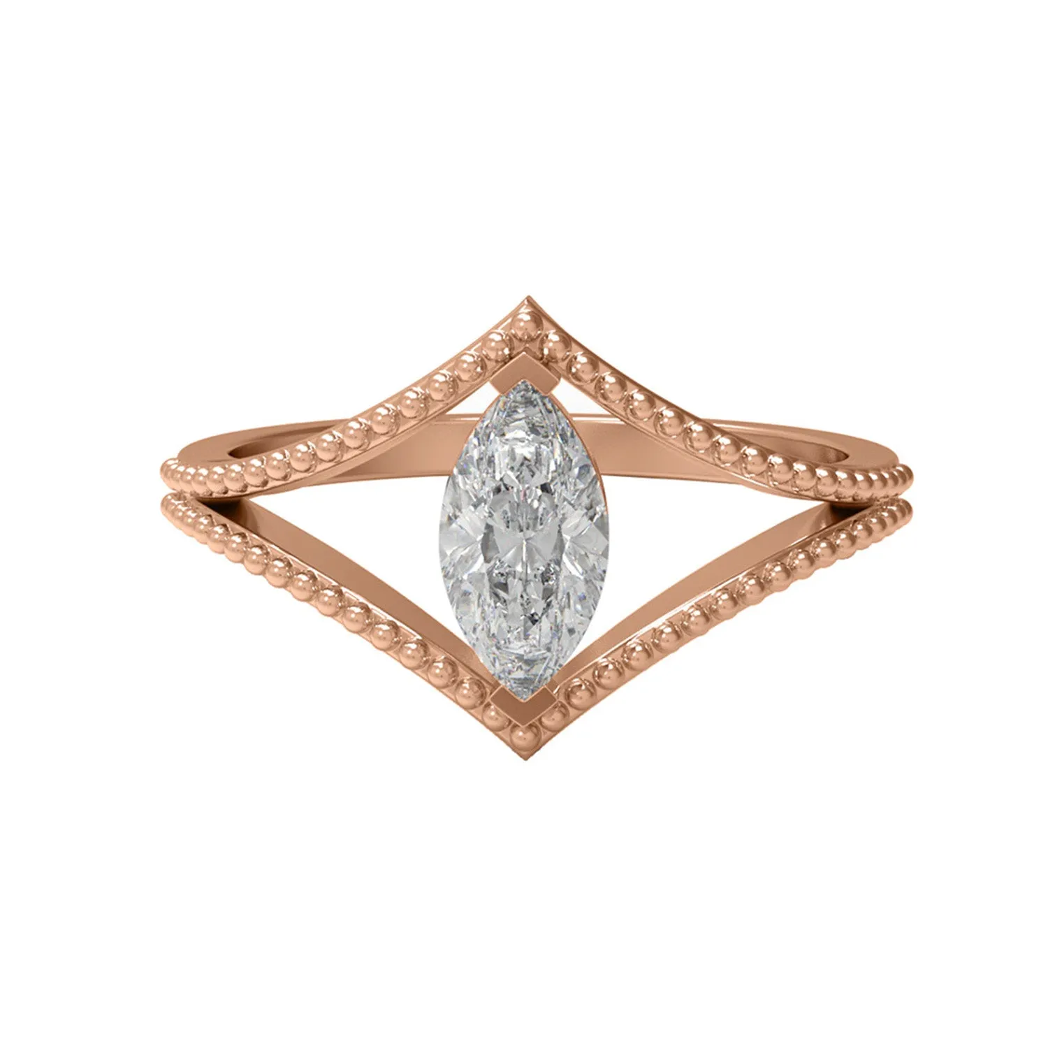 0.50 Ctw Marquise Moissanite Diamond 925 Sterling Silver Ring