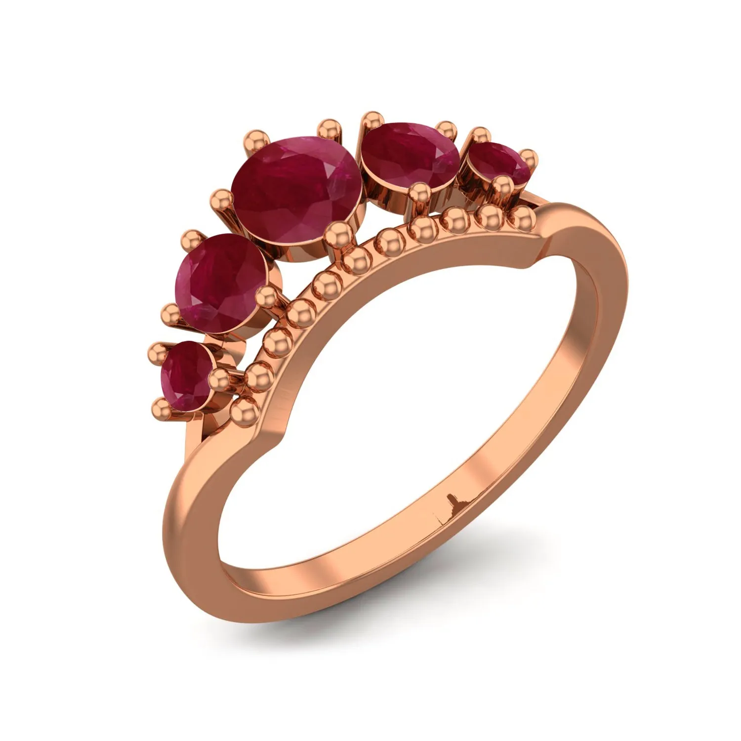 0.51 Ctw Round Ruby 925 Sterling Silver Princess Crown Ring