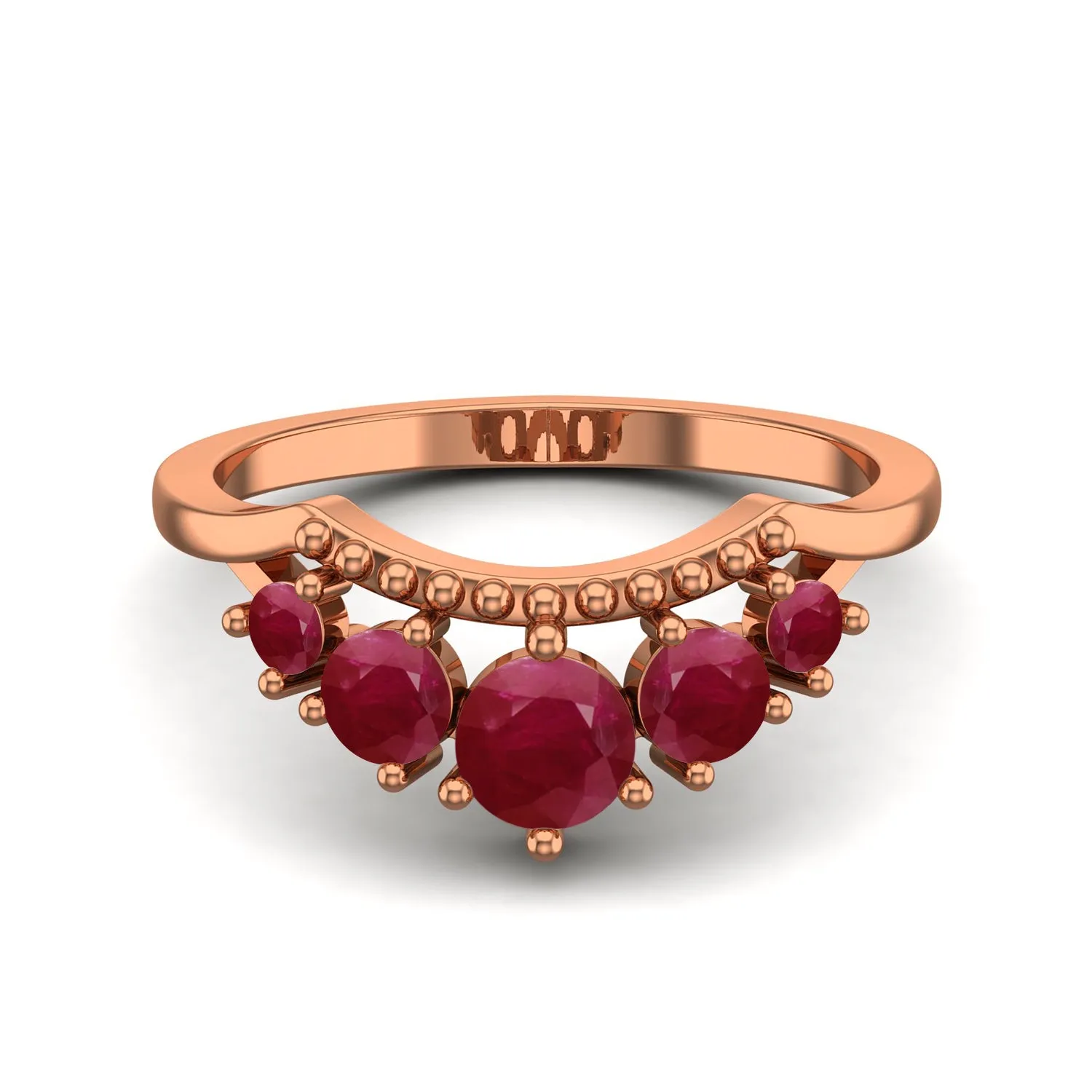 0.51 Ctw Round Ruby 925 Sterling Silver Princess Crown Ring