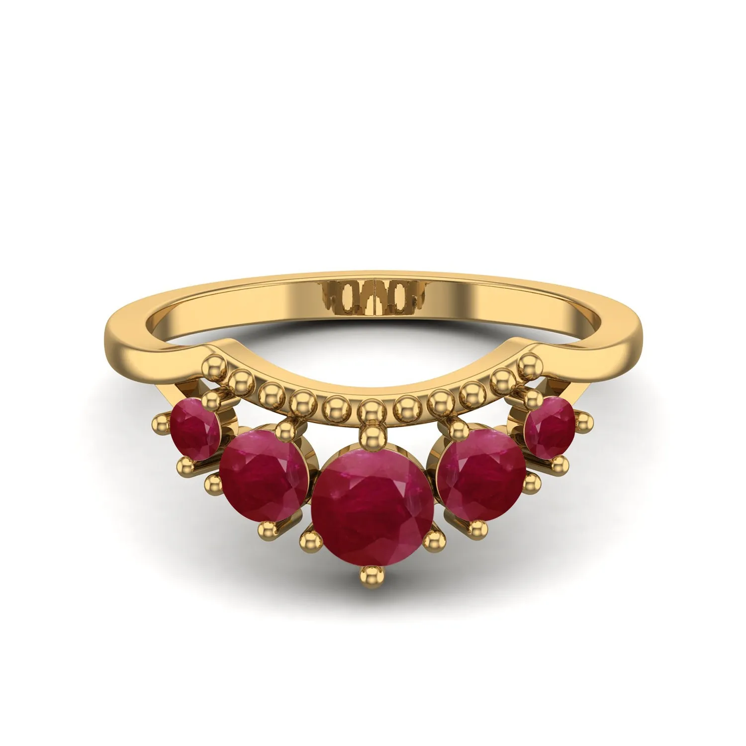 0.51 Ctw Round Ruby 925 Sterling Silver Princess Crown Ring