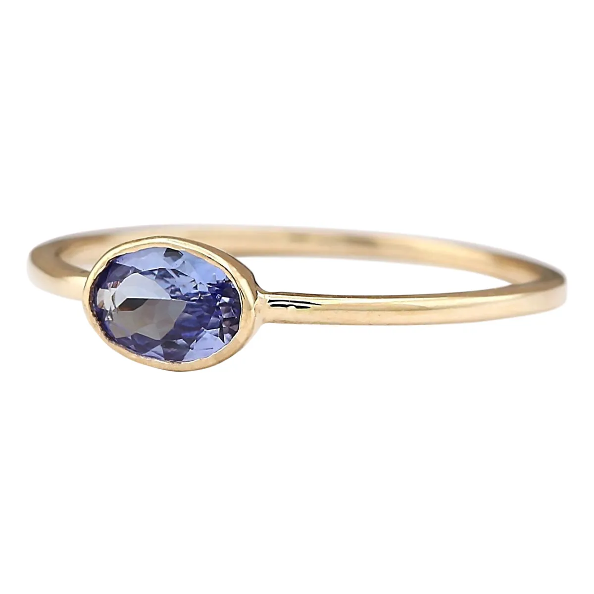 0.60 Carat Natural Tanzanite 14K Yellow Gold Ring
