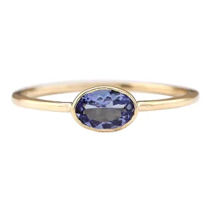 0.60 Carat Natural Tanzanite 14K Yellow Gold Ring