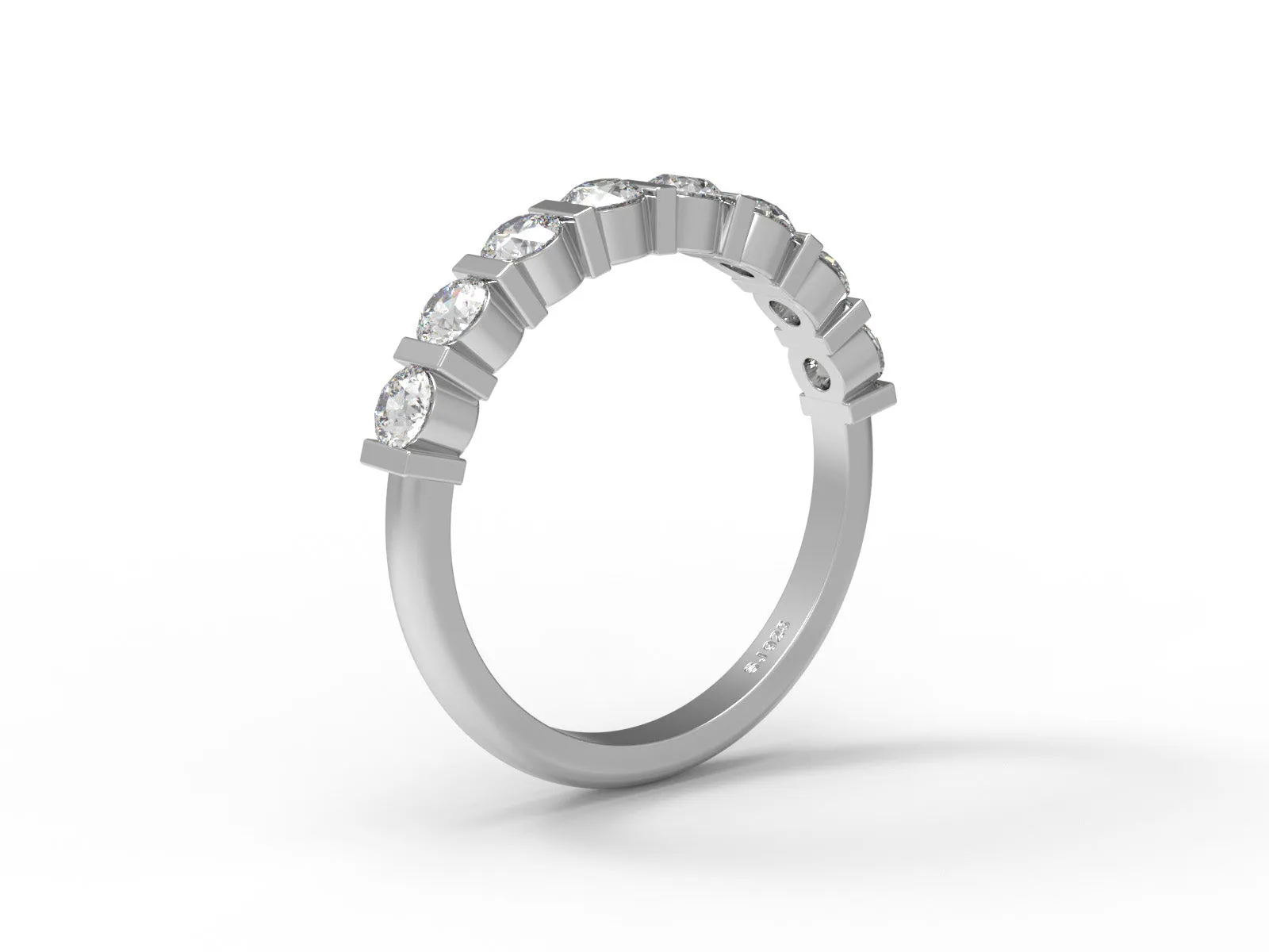 0.64 Ctw Round Moissanite 925 Sterling Silver Half Eternity Women Stackable Ring