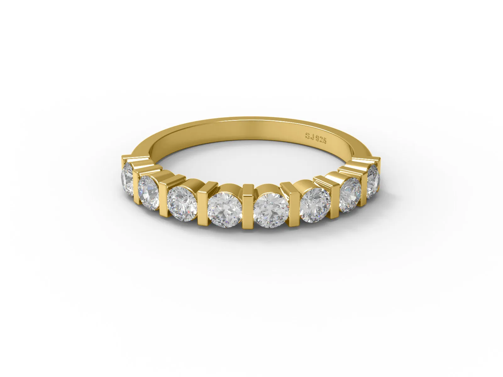 0.64 Ctw Round Moissanite 925 Sterling Silver Half Eternity Women Stackable Ring