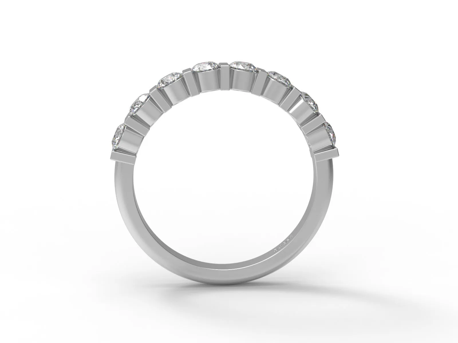 0.64 Ctw Round Moissanite 925 Sterling Silver Half Eternity Women Stackable Ring