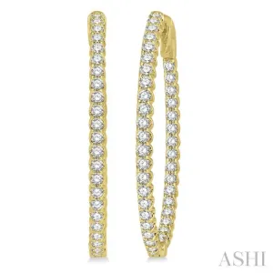 1 1/2 ctw Inside-Out Round Cut Diamond Oval Shape Hoop Earrings in 14K Yellow Gold