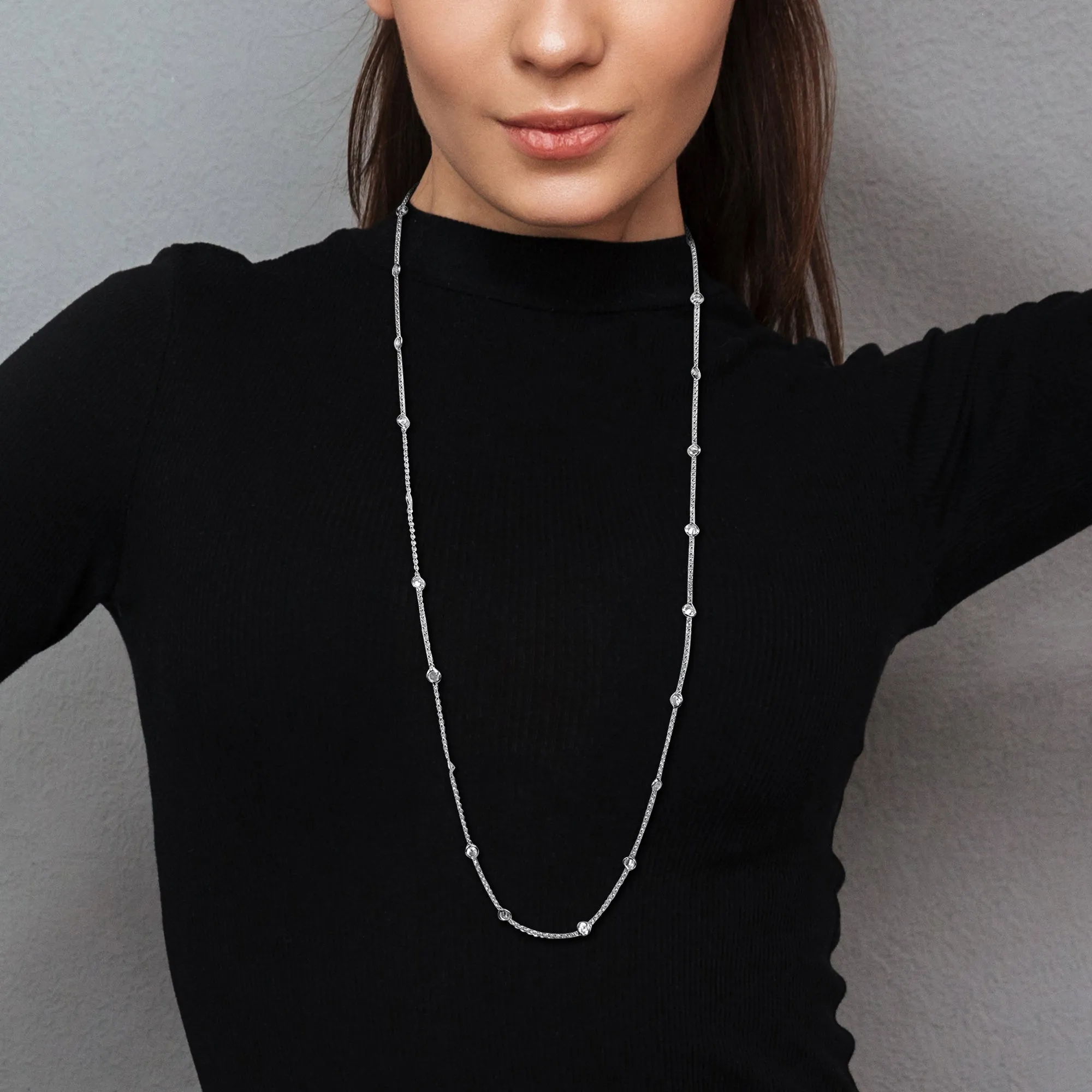 10 CT TGW CUBIC ZIRCONIA BY THE YARD STATION NECKLACE IN STERLING SILVER