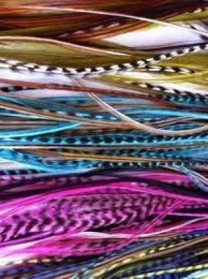 100 Real Feather Mix  Hair Extensions 4- 5.5 Long Includes 100 Silicone Micro-ring Beads & Bead Loader