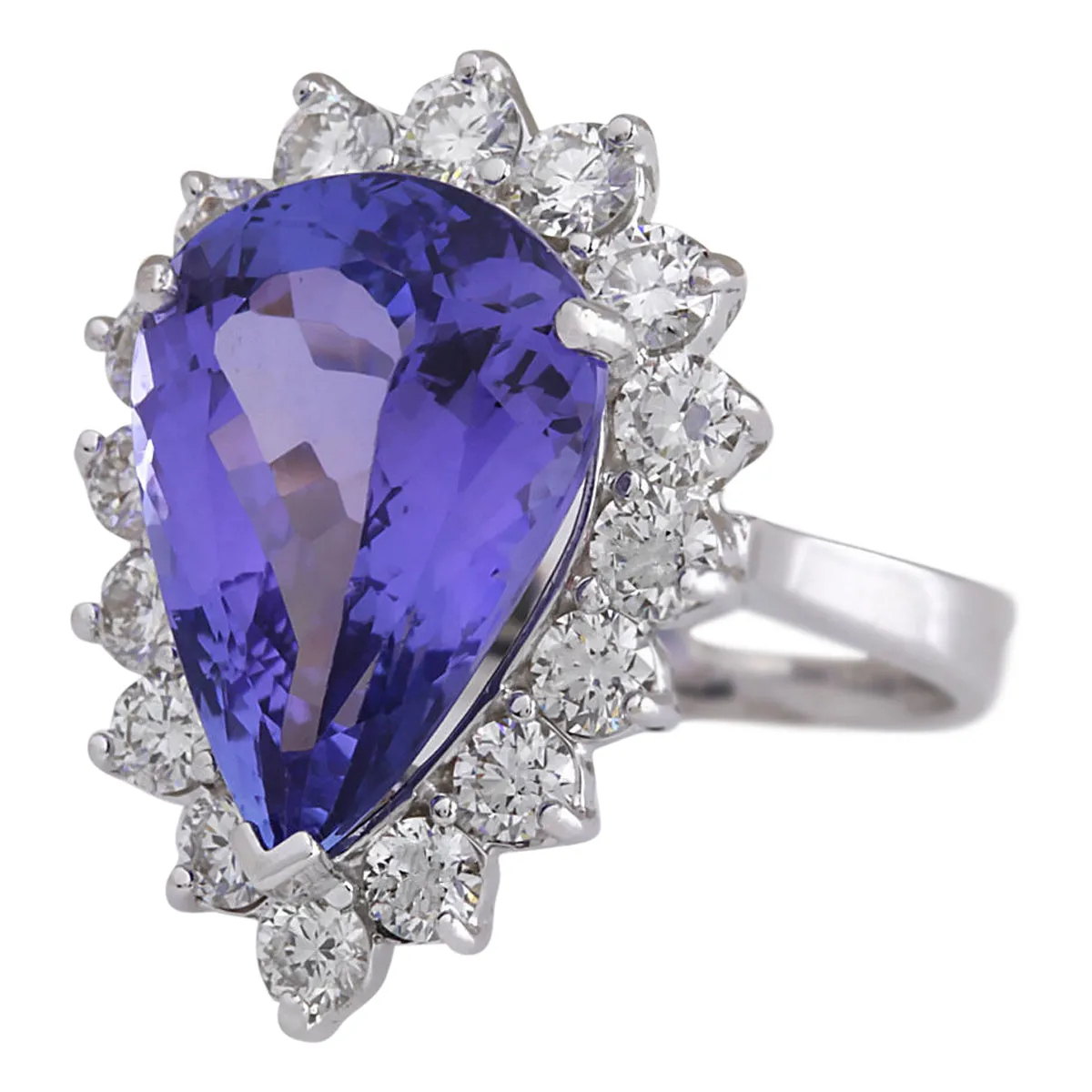 10.06 Carat Natural Tanzanite 14K White Gold Diamond Ring