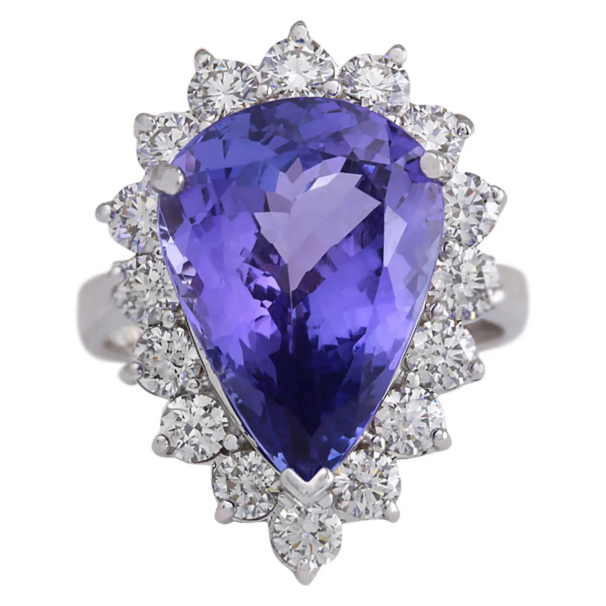 10.06 Carat Natural Tanzanite 14K White Gold Diamond Ring