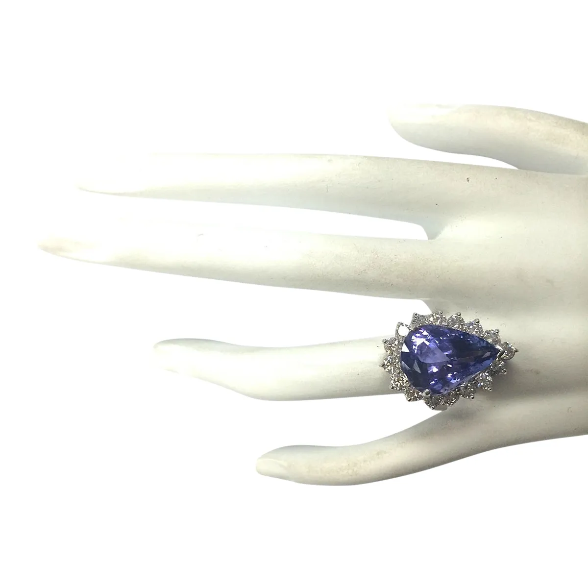 10.06 Carat Natural Tanzanite 14K White Gold Diamond Ring