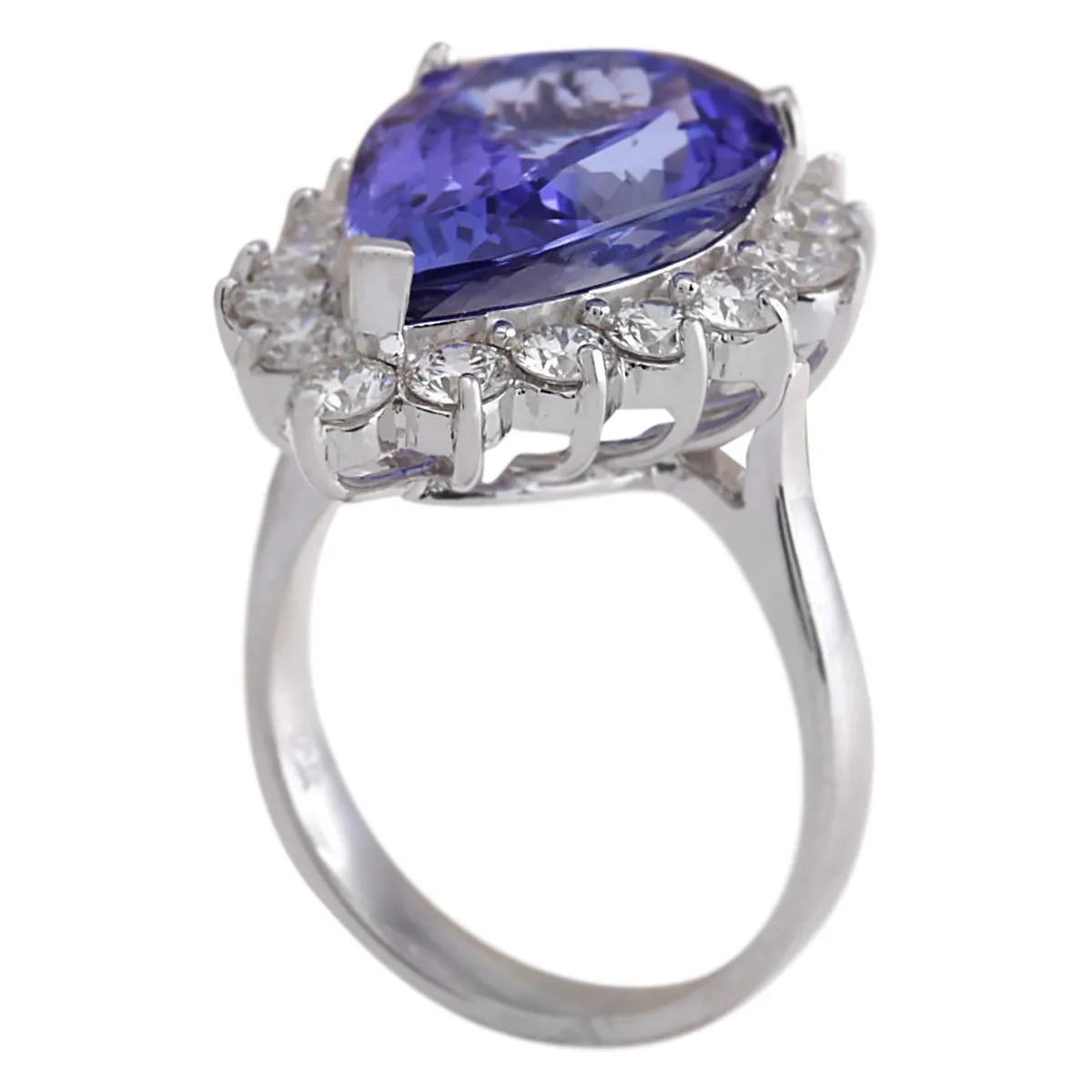 10.06 Carat Natural Tanzanite 14K White Gold Diamond Ring