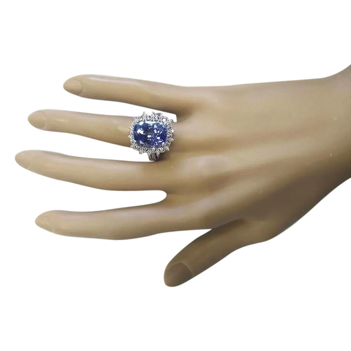 10.30 Carat Natural Tanzanite 14K White Gold Diamond Ring