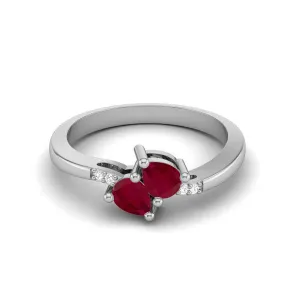 1.04 Ctw Pear Ruby 925 Sterling Silver Art Deco Women Ring