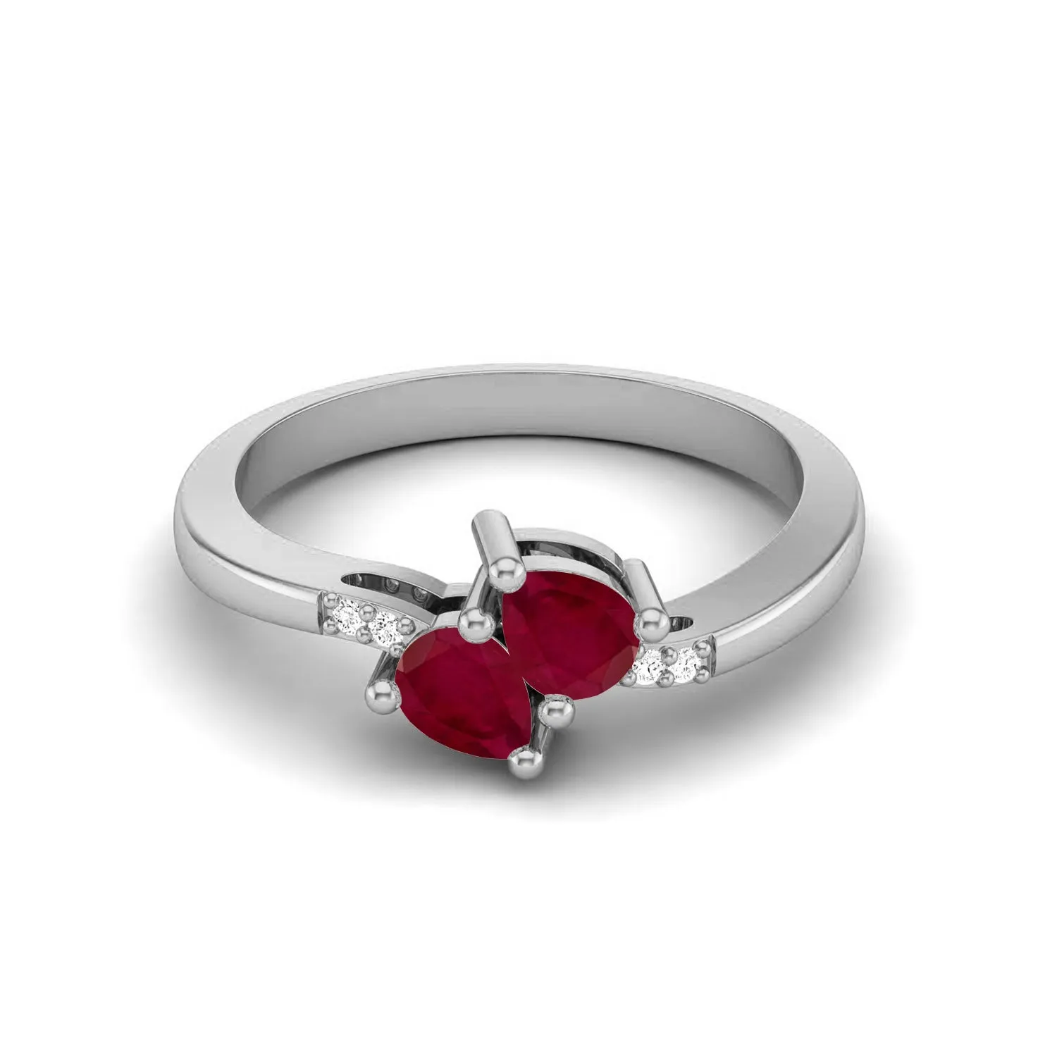 1.04 Ctw Pear Ruby 925 Sterling Silver Art Deco Women Ring
