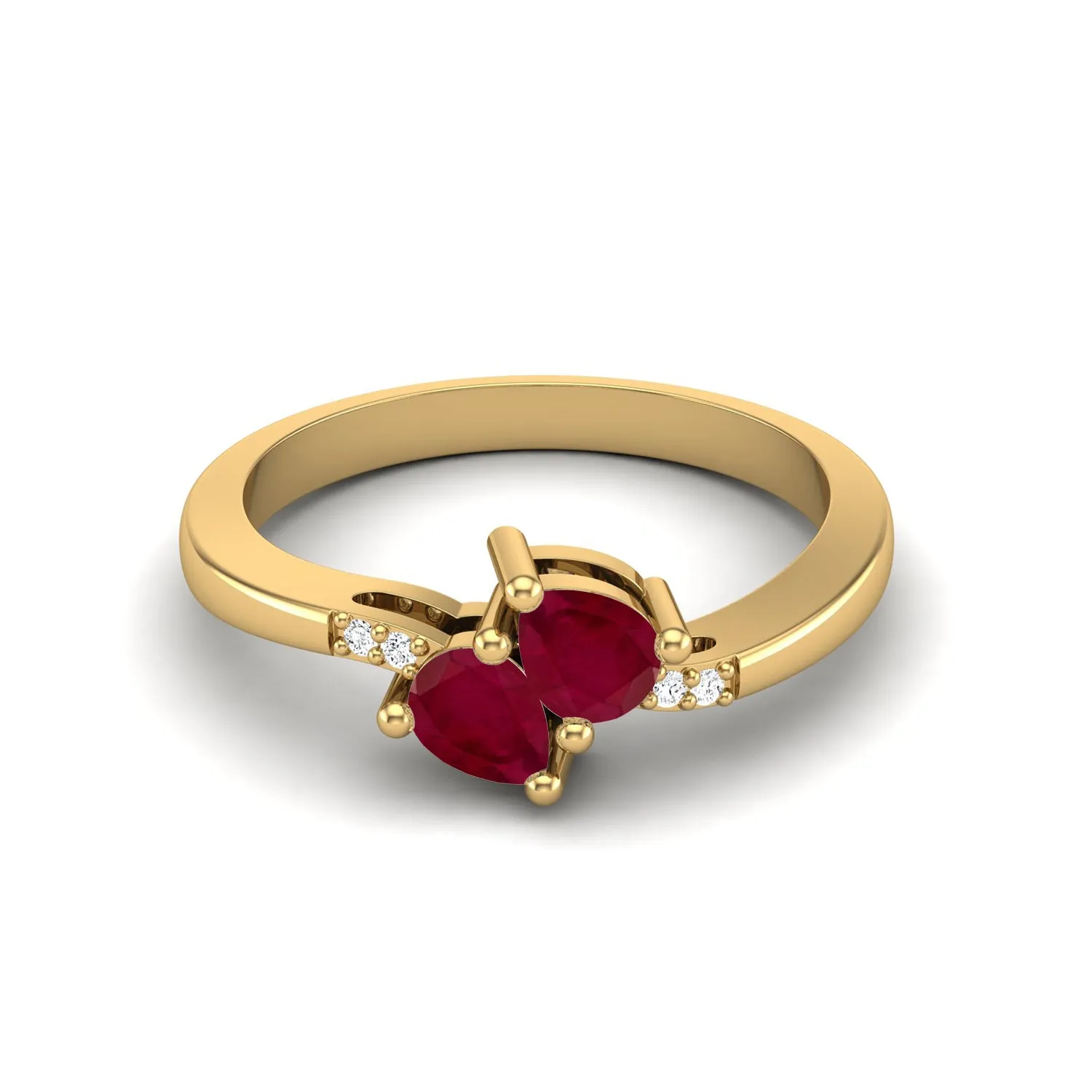 1.04 Ctw Pear Ruby 925 Sterling Silver Art Deco Women Ring