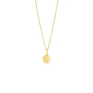 10K Gold (Small) High Polished Disc Necklace (White, Yellow, Rose) Yellow