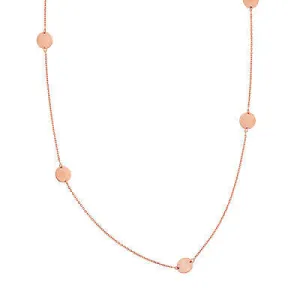 10K Rose Gold Station Disc Necklace