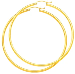 10K Yellow Gold Hoop 2mm Satin Earrings