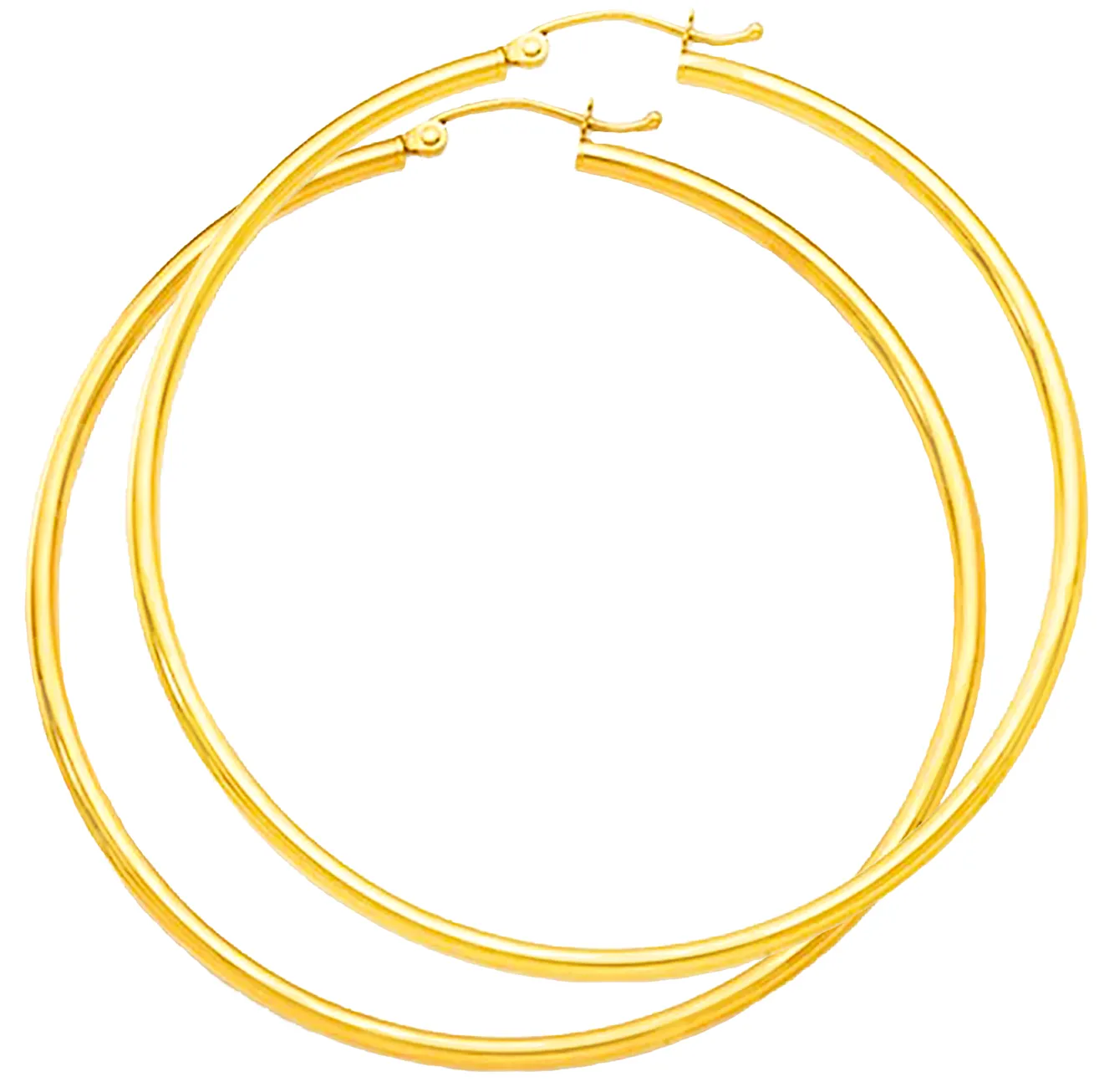 10K Yellow Gold Hoop 2mm Satin Earrings