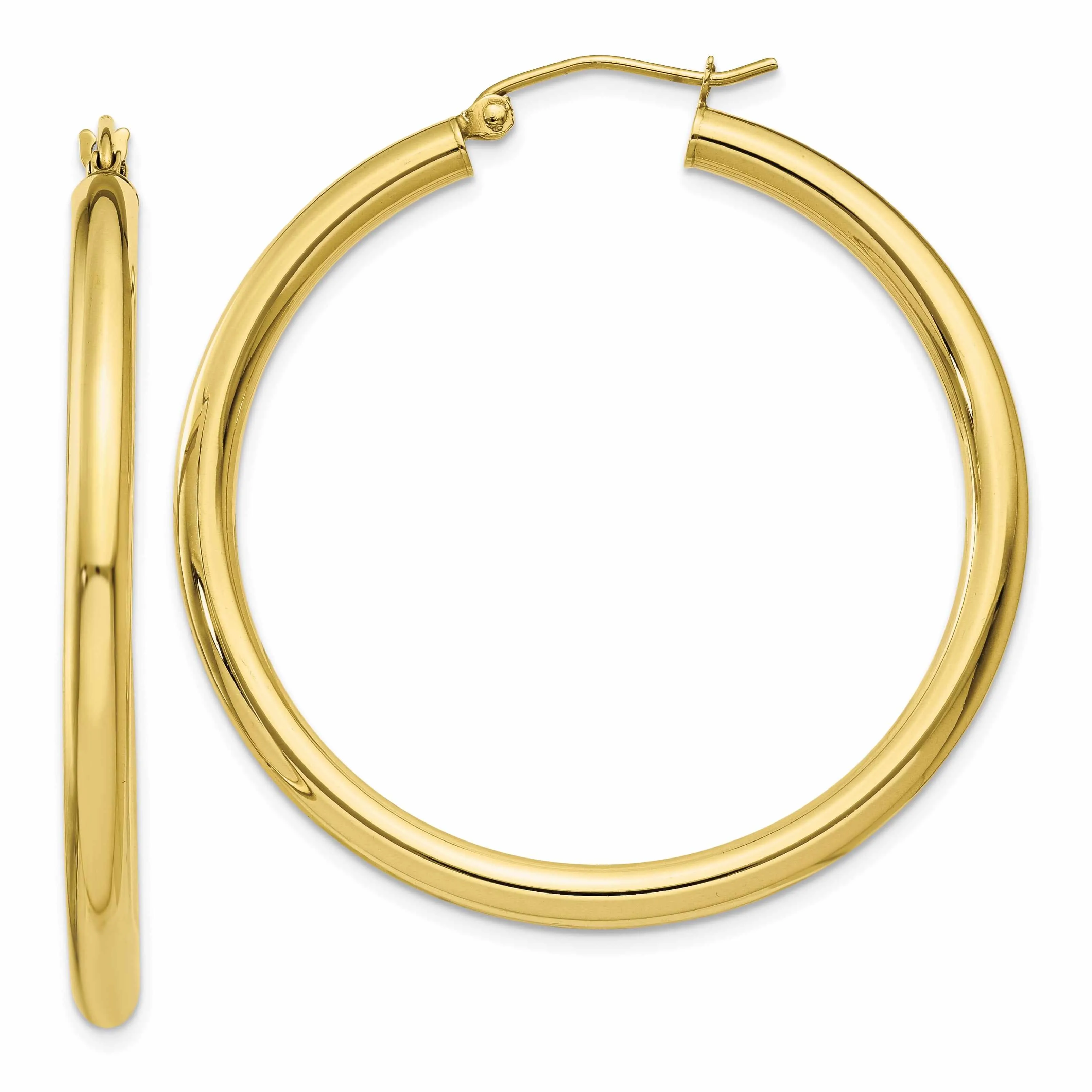 10k Yellow Gold Polish 3MM Wide Round Hoop Earring