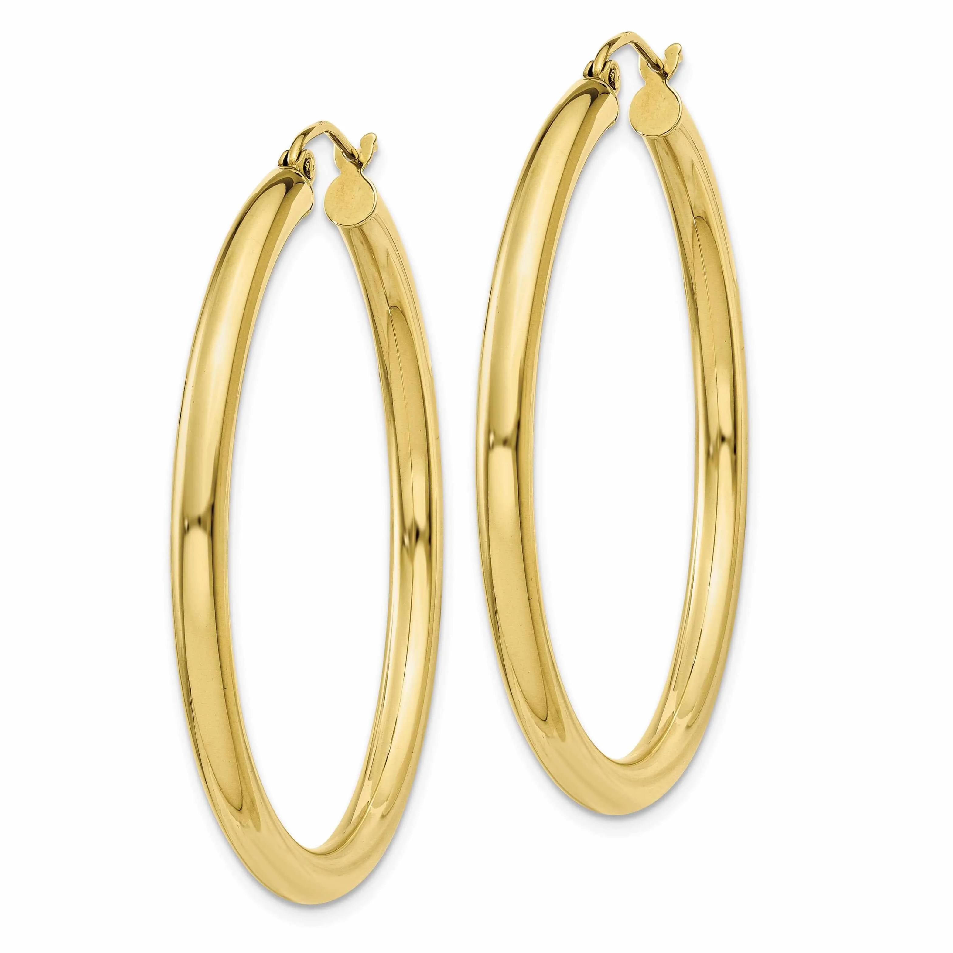 10k Yellow Gold Polish 3MM Wide Round Hoop Earring