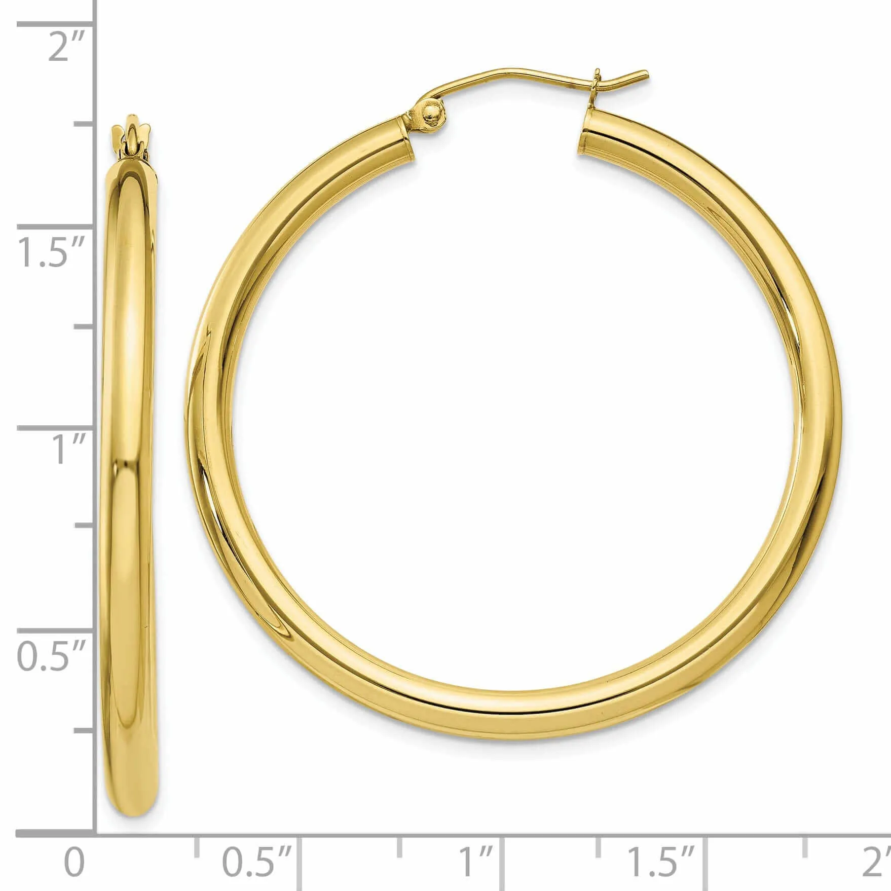 10k Yellow Gold Polish 3MM Wide Round Hoop Earring