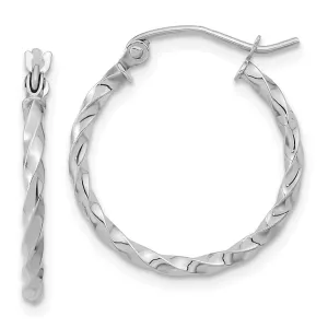 10KT White Gold 20X2MM Twist Hoop Earrings