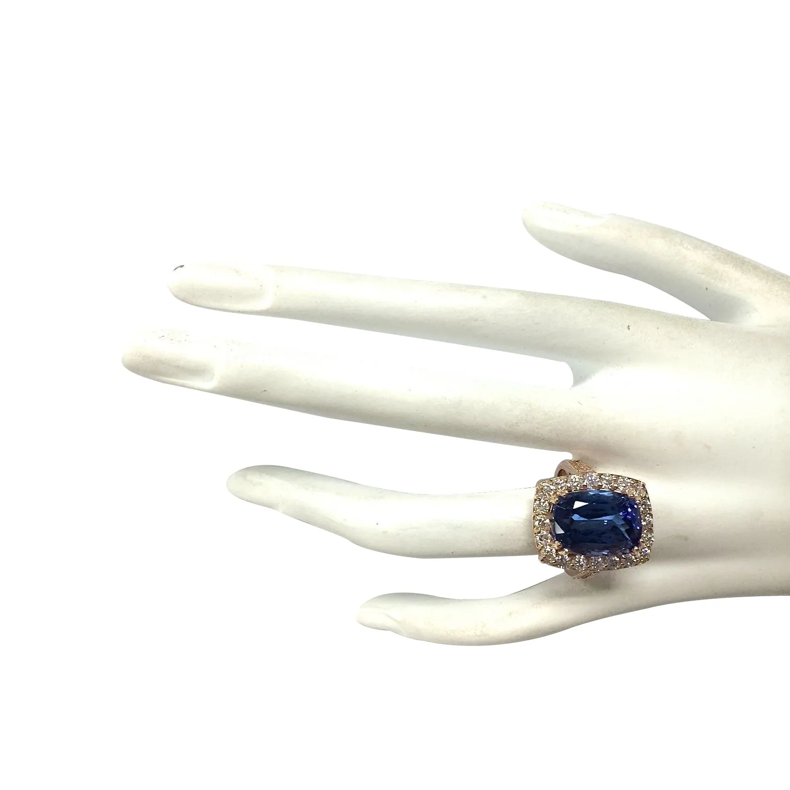 11.23 Carat Natural Tanzanite 14K Rose Gold Diamond Ring
