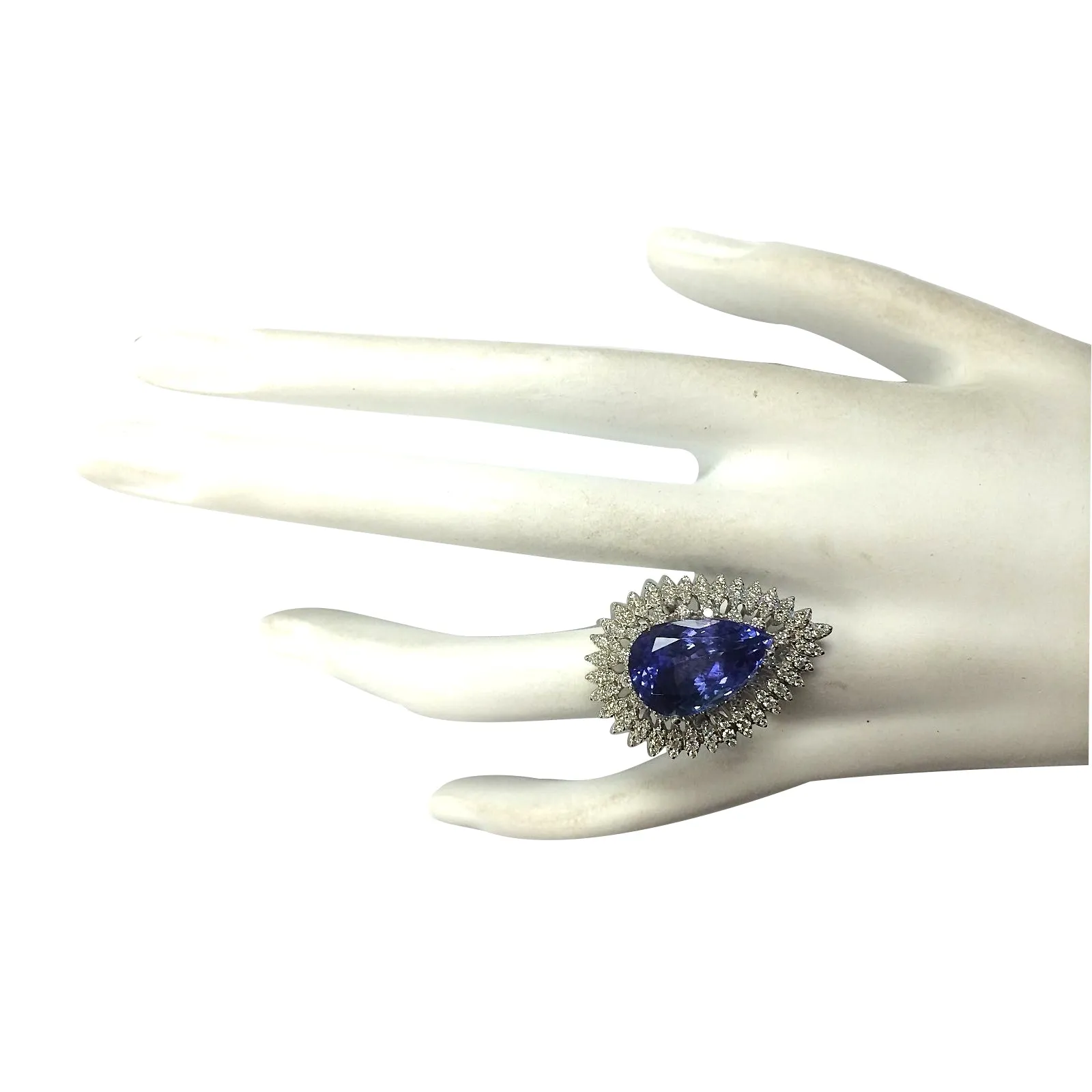 11.42 Carat Natural Tanzanite 14K White Gold Diamond Ring