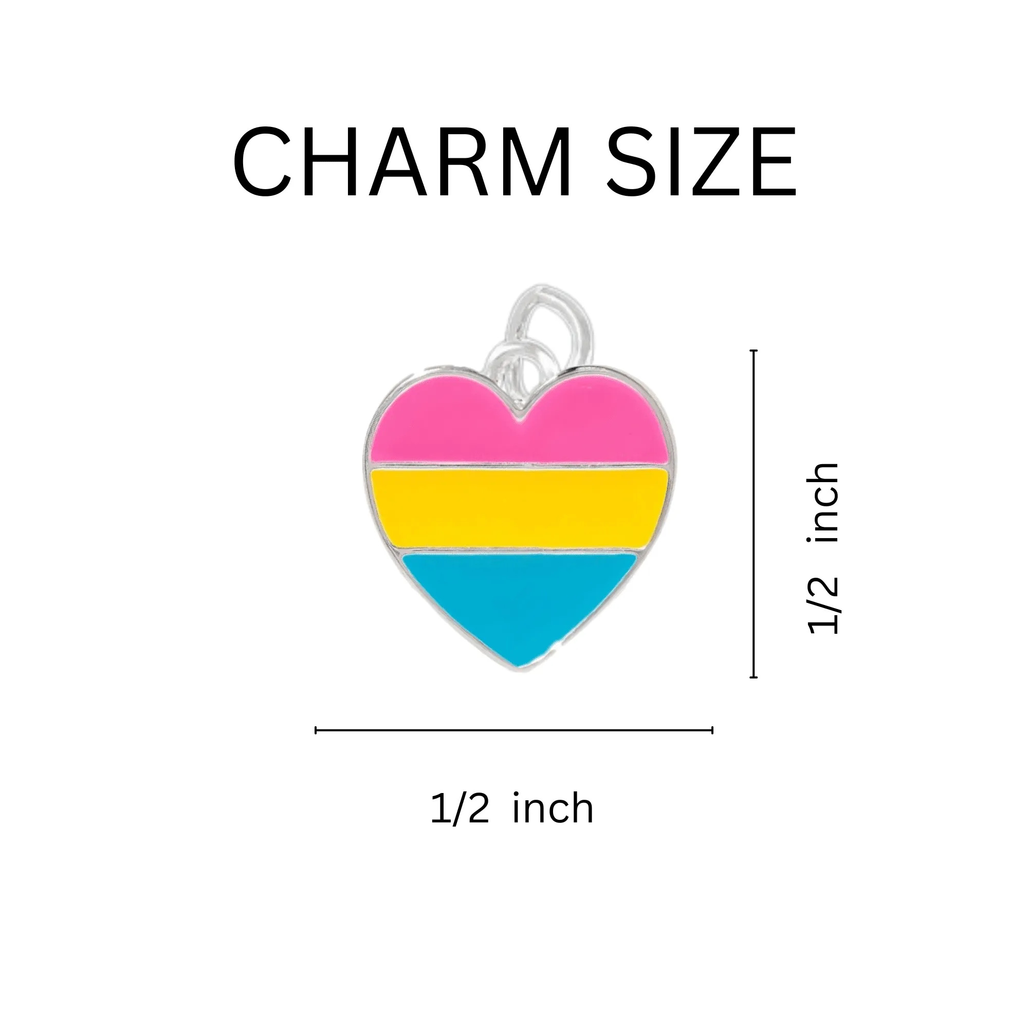 12 Pack Pansexual Heart Charm Black Leather Cord Bracelets (12 Bracelets)