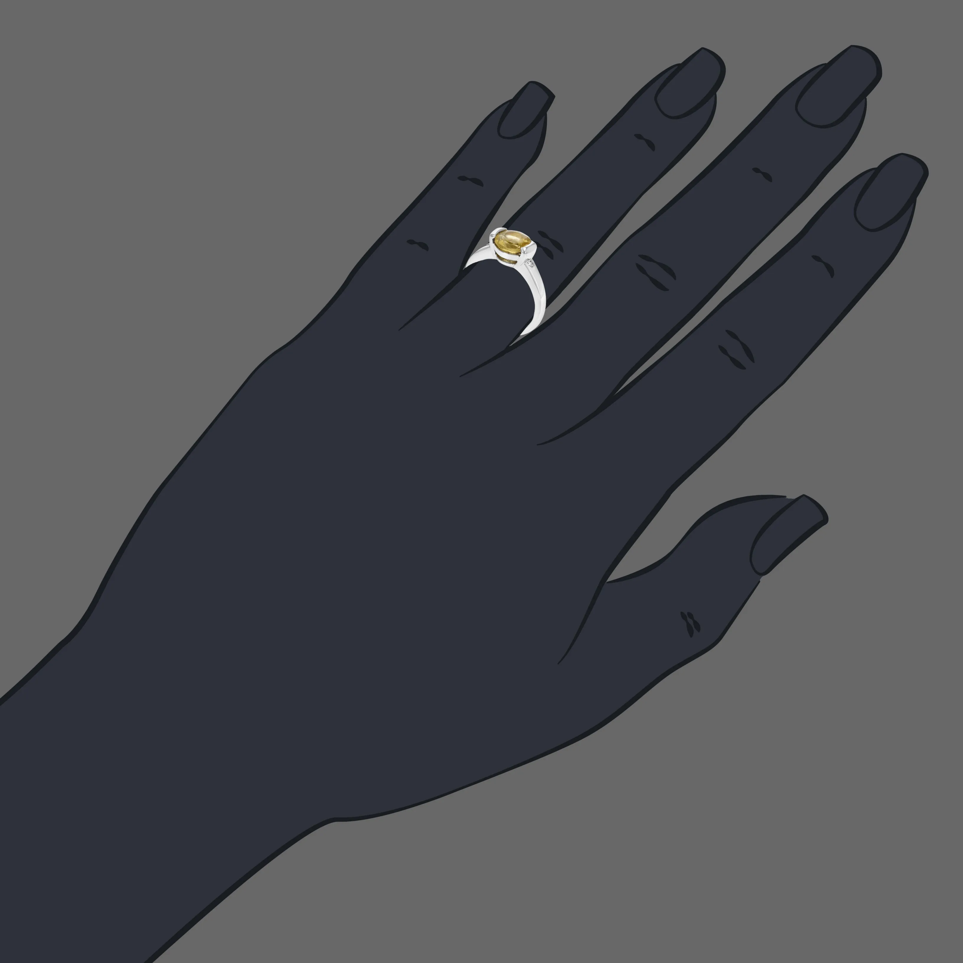 1.30 cttw Citrine Ring in .925 Sterling Silver with Rhodium Plating Round Shape