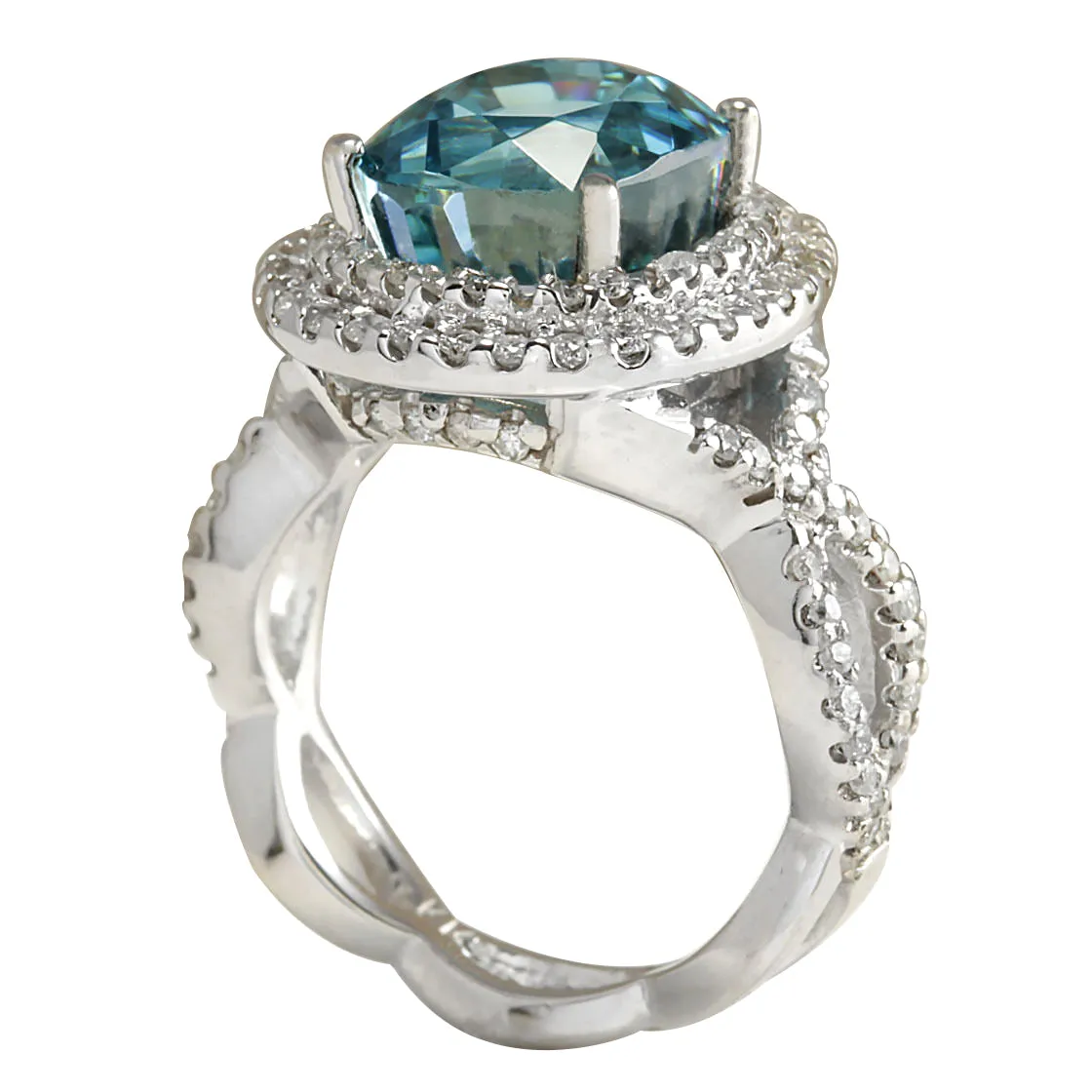 13.28 Carat Natural Zircon 14K White Gold Diamond Ring
