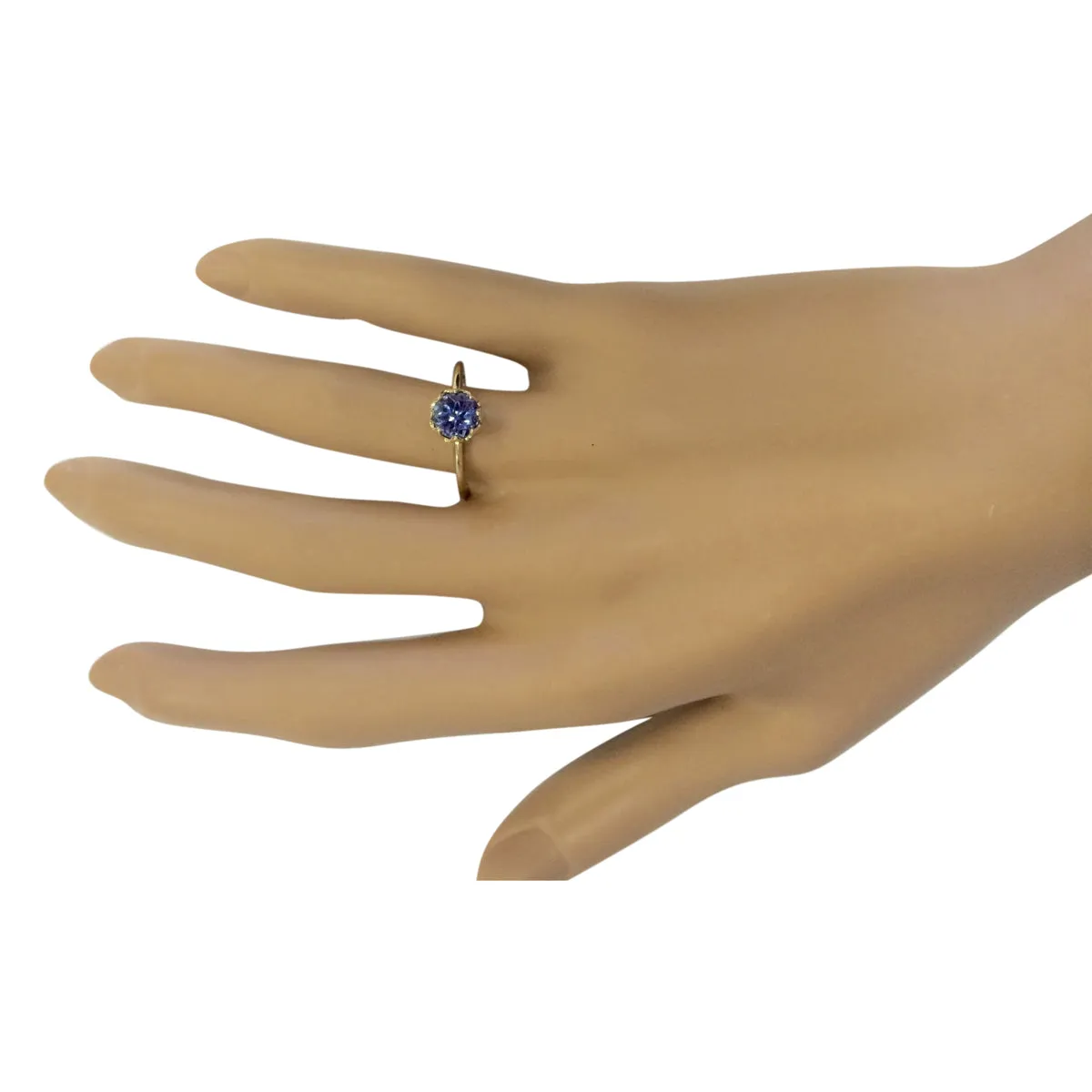 1.35 Carat Natural Tanzanite 14K Yellow Gold Ring