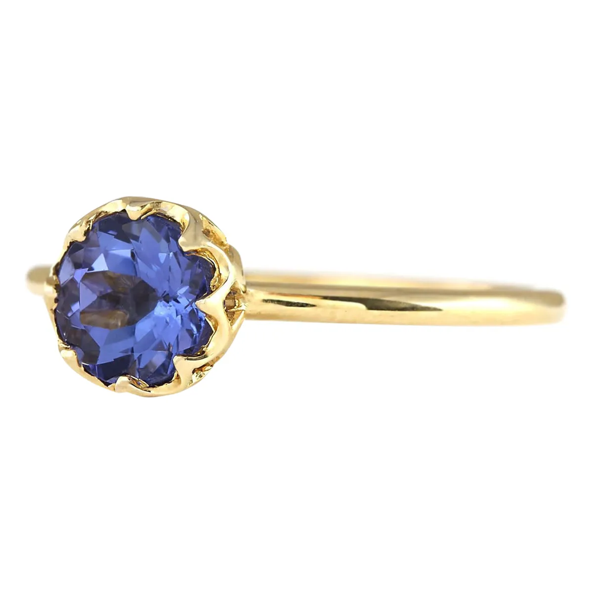 1.35 Carat Natural Tanzanite 14K Yellow Gold Ring
