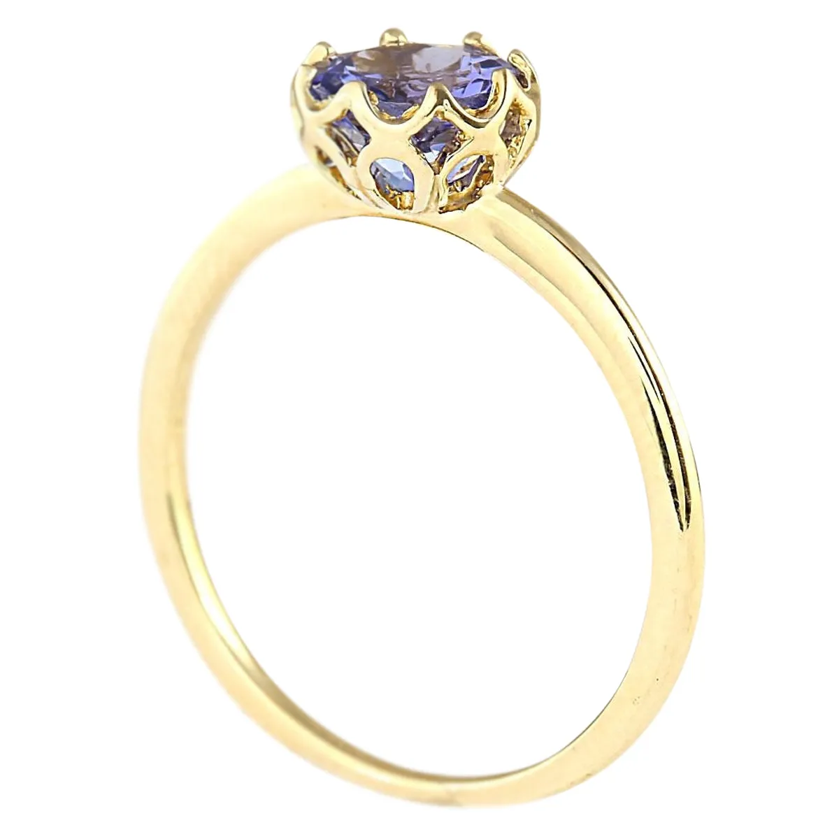 1.35 Carat Natural Tanzanite 14K Yellow Gold Ring
