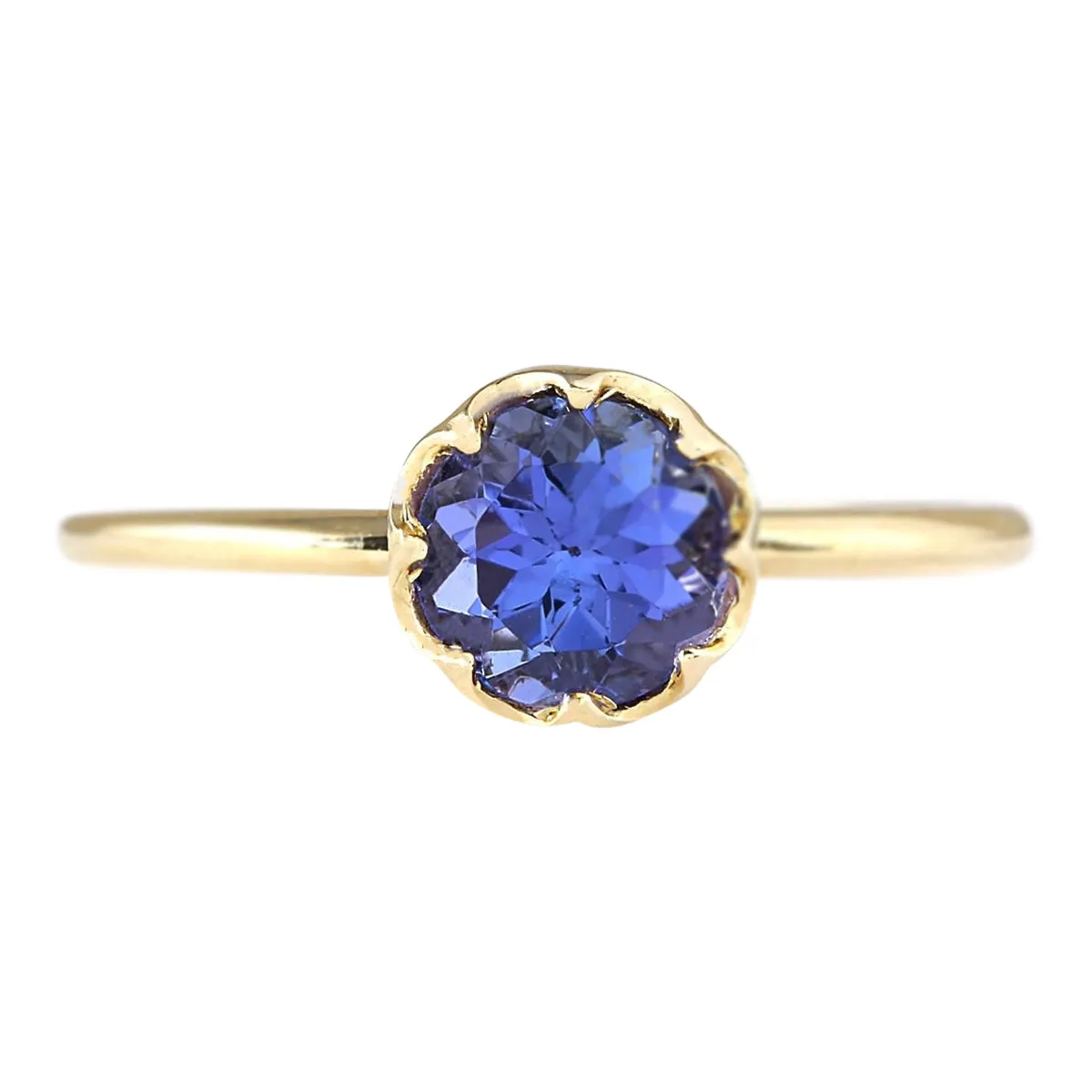 1.35 Carat Natural Tanzanite 14K Yellow Gold Ring